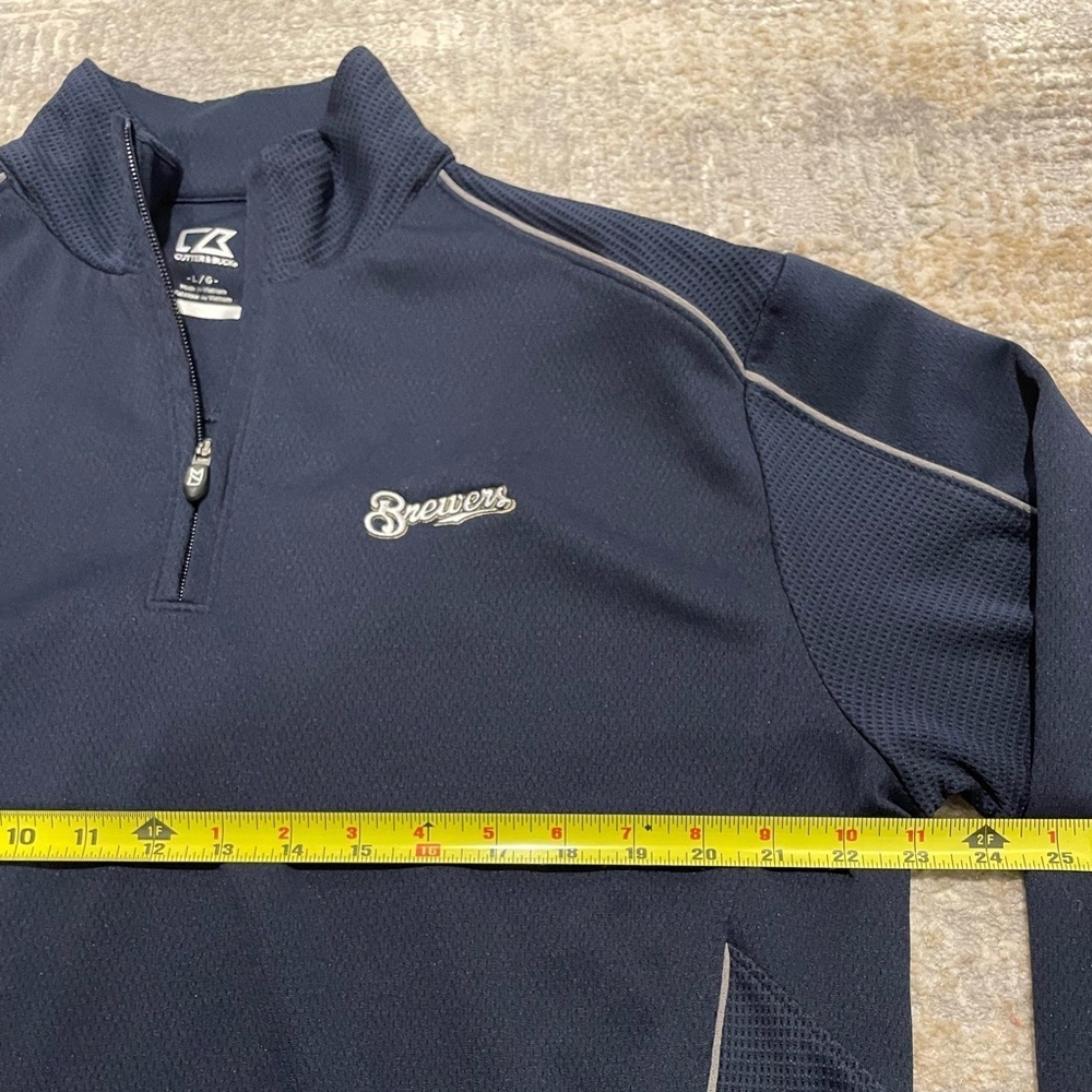 Cutter & Buck Brewers CB DryTec Blue 1/4 Zip Mens Size Large MLB Milwaukee EUC - Picture 7 of 7